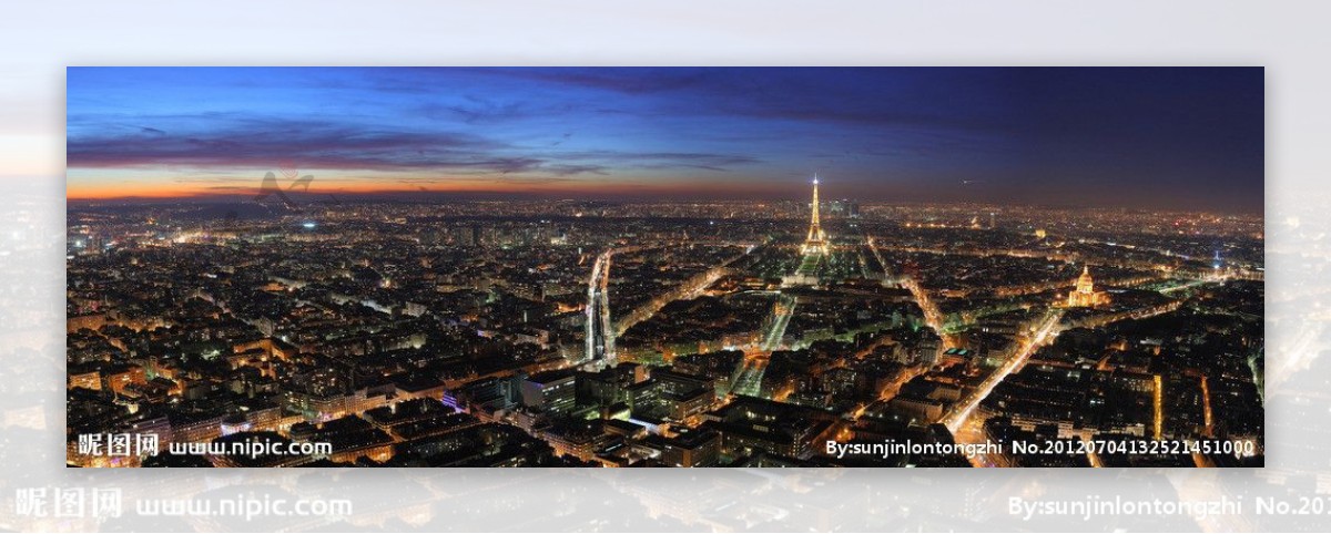 巴黎夜景俯瞰图片