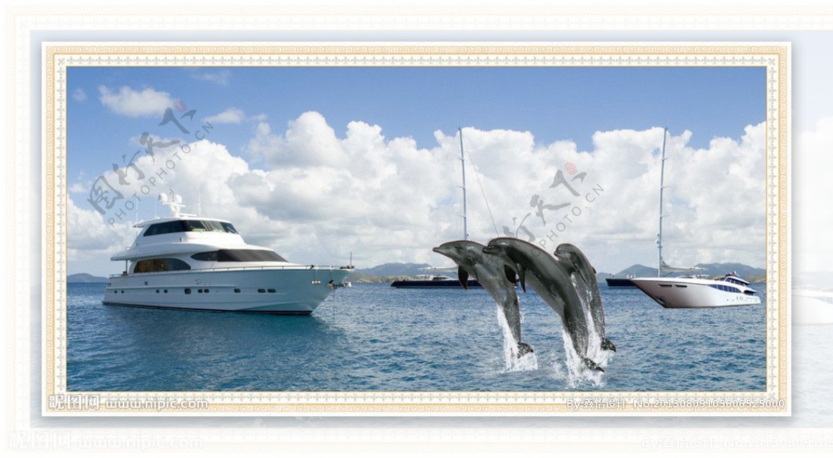 海豚海面风光图片