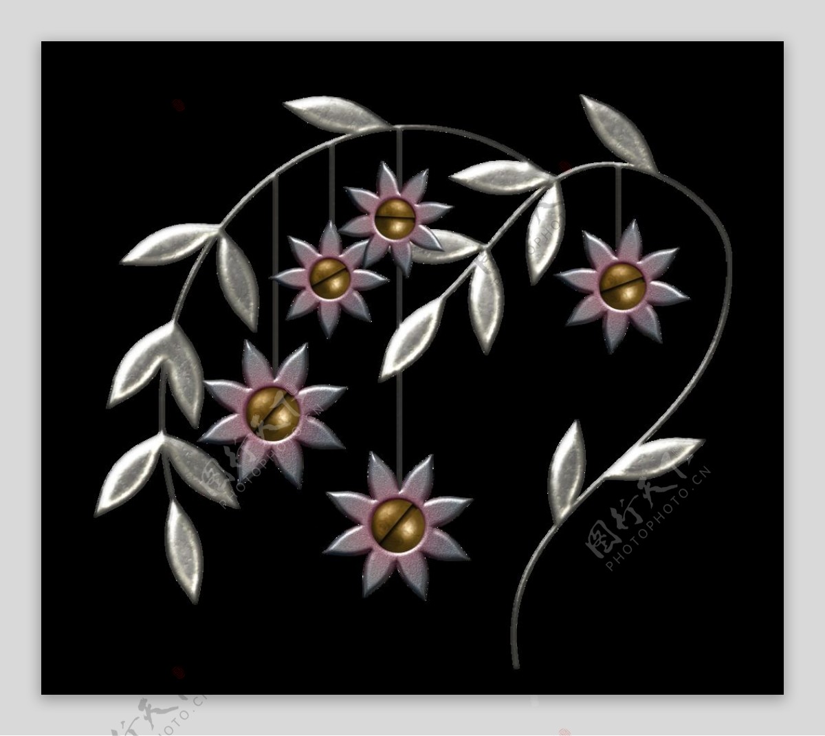 银色金属花朵设计素材图片