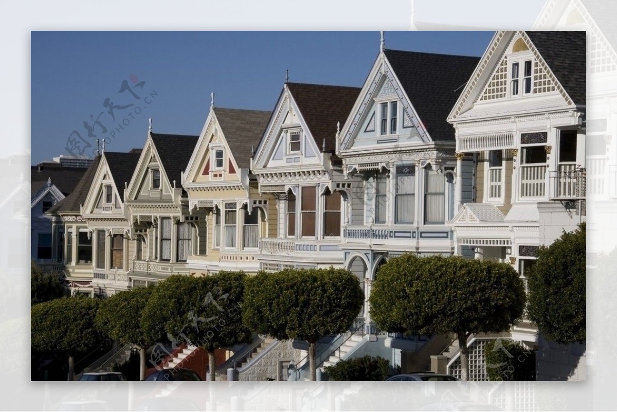 旧金山九曲花街的漂亮住宅图片