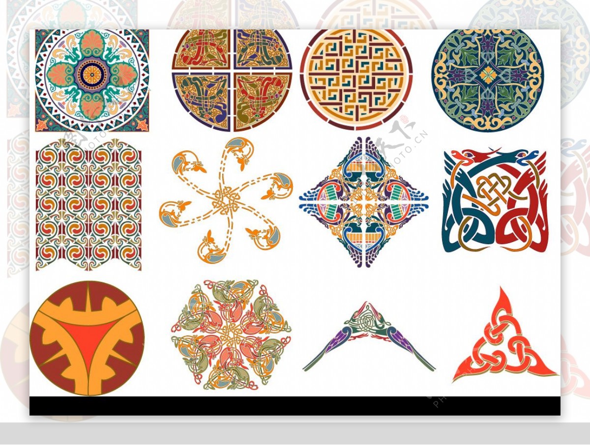 AI矢量图阿拉伯和凯尔特风格精致装饰花纹图案图片
