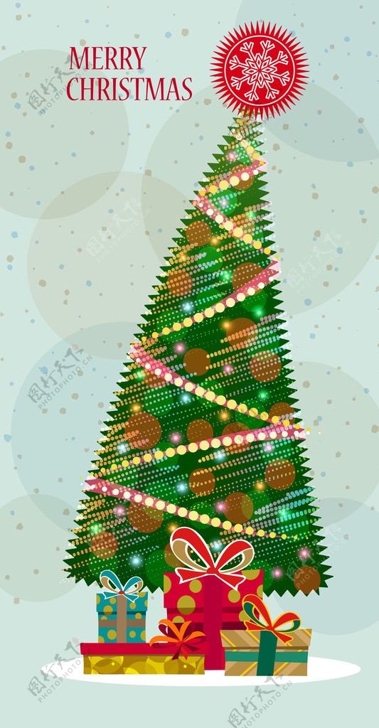 七彩圣诞树圣诞礼物图片