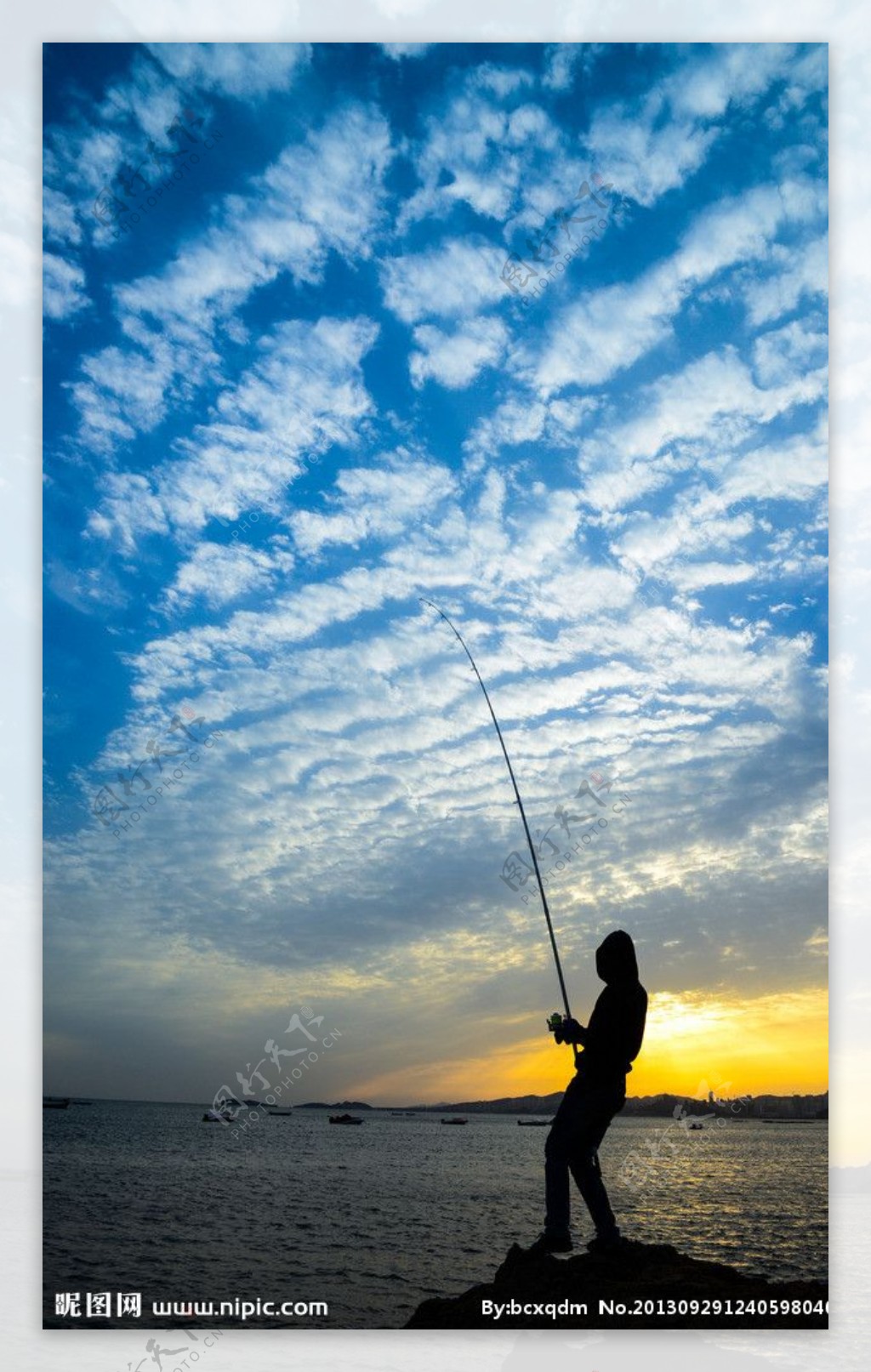 钓鱼人剪影图片