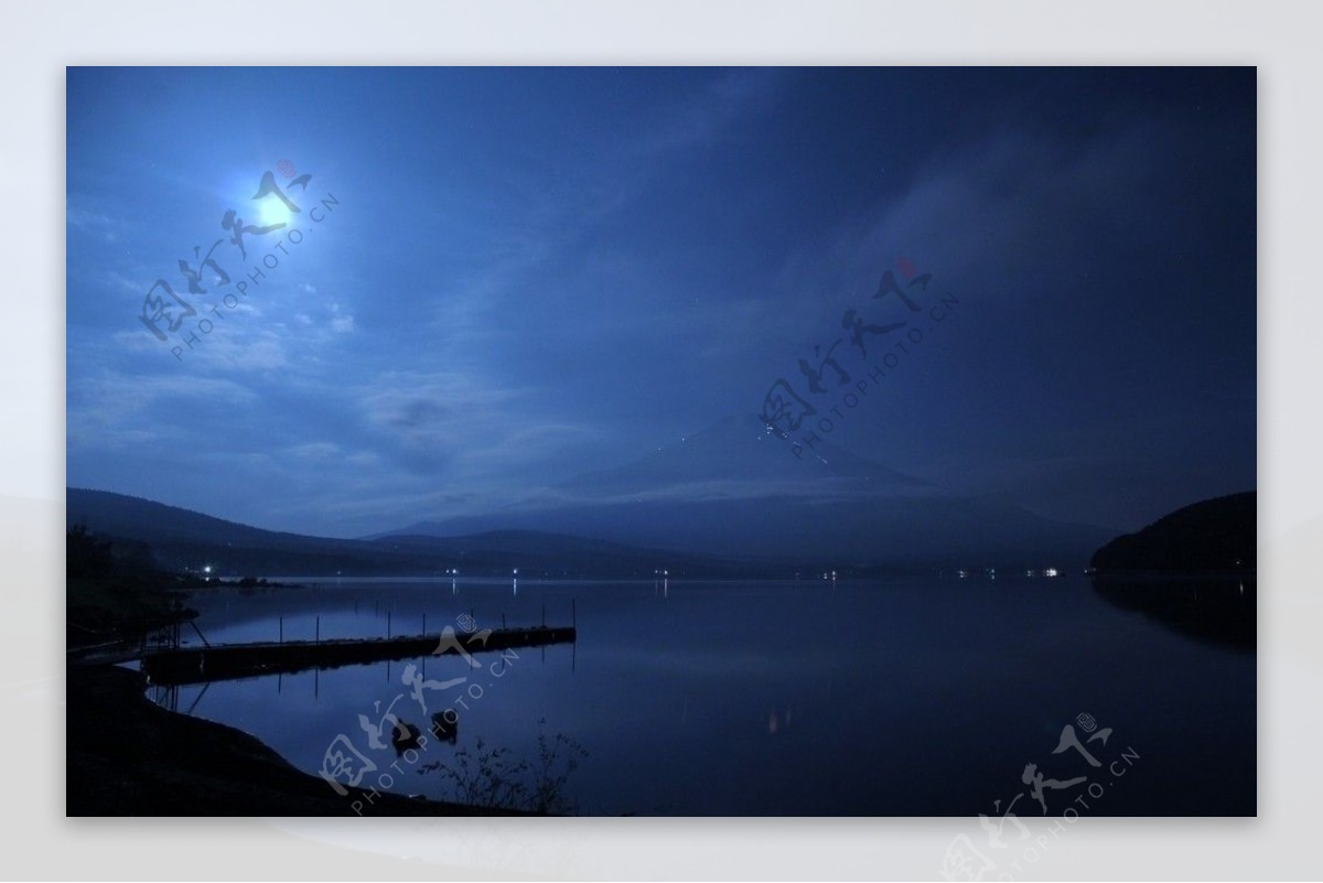 富士山夜景摄影照片图片