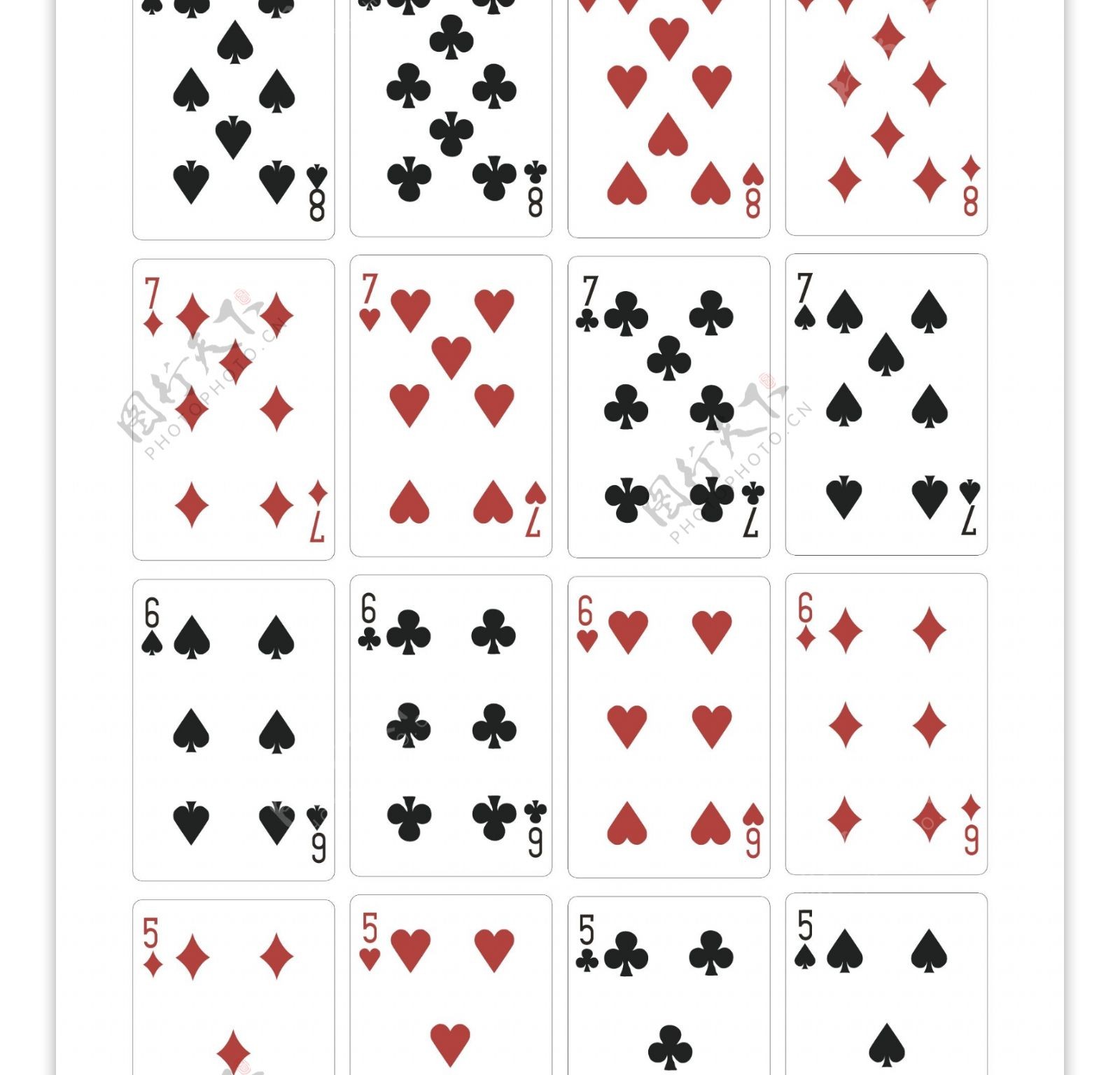 矢量扑克牌纸牌一套图片