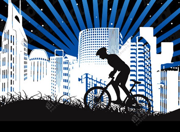 都市自行车运动背景图片