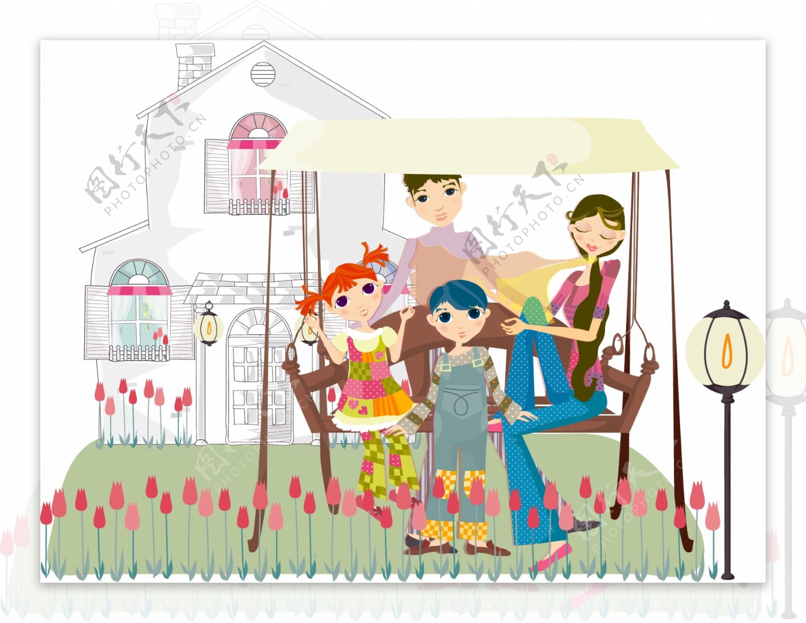 韩国插画欢乐家庭系列图片