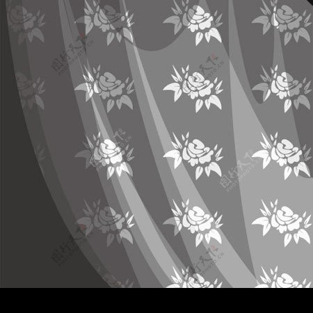 灰色花纹窗帘图片