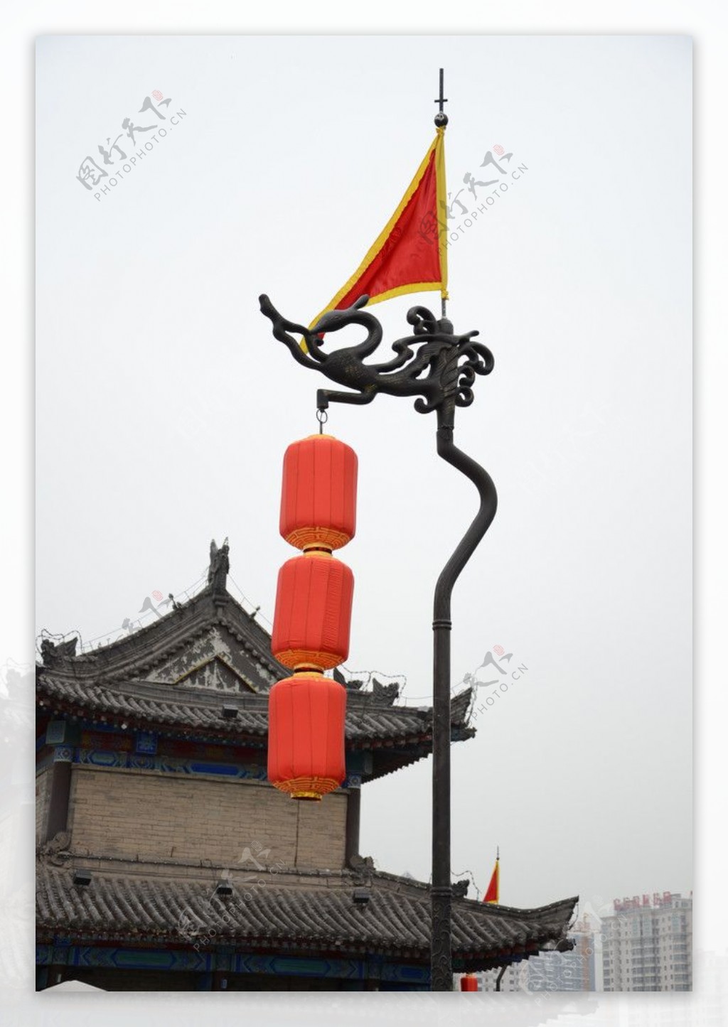 西安城墙灯柱图片