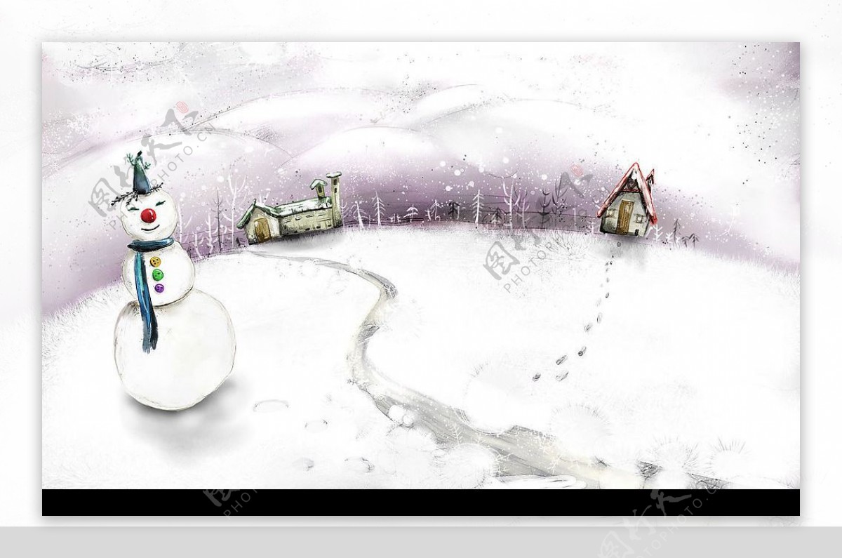 雪人冬季漂亮的背景图片