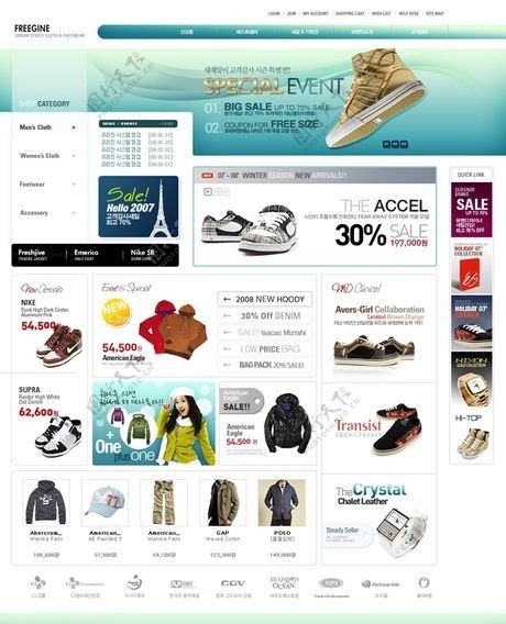 精美韩国时尚鞋类商城PSD网站模板图片