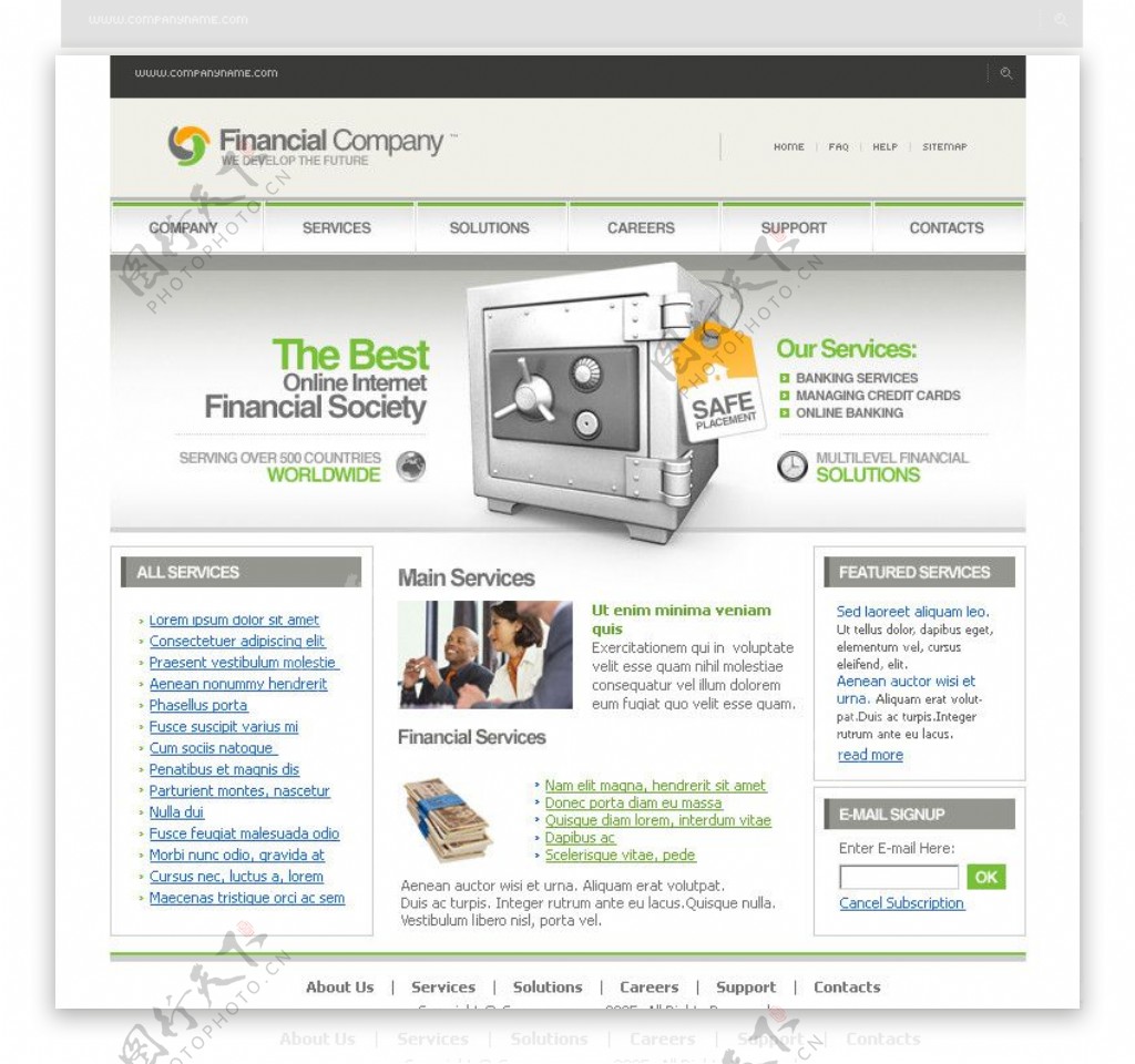 金融公司网页设计模板2图片