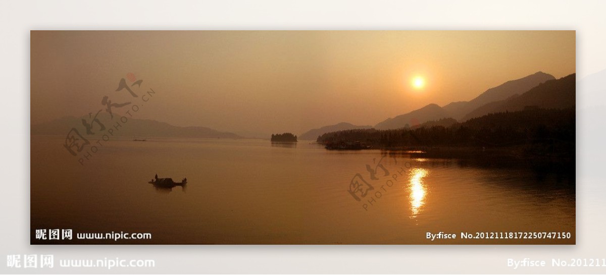 柘林湖夕阳图片