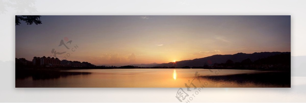 星湖湾美丽日落图片