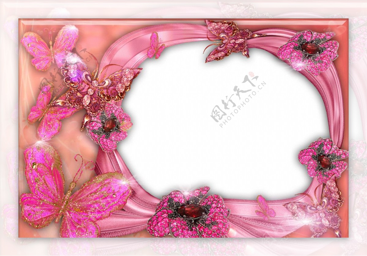粉红蝴蝶相框图片