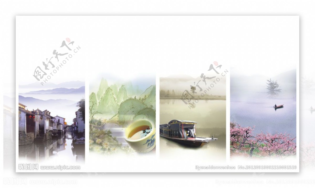 中国风风景展板图片