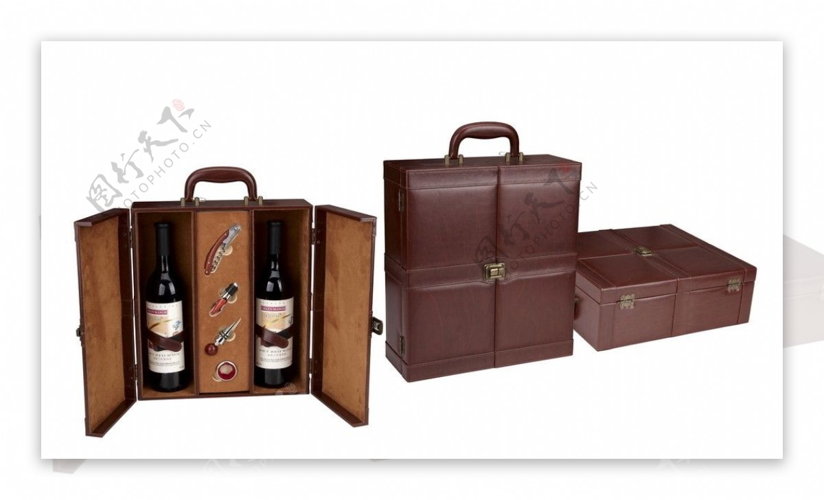 高档葡萄酒皮盒图片