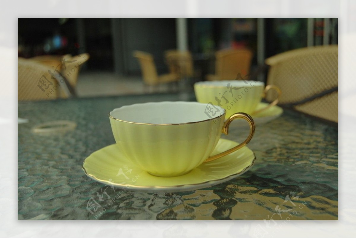 鹅黄骨瓷咖啡杯图片