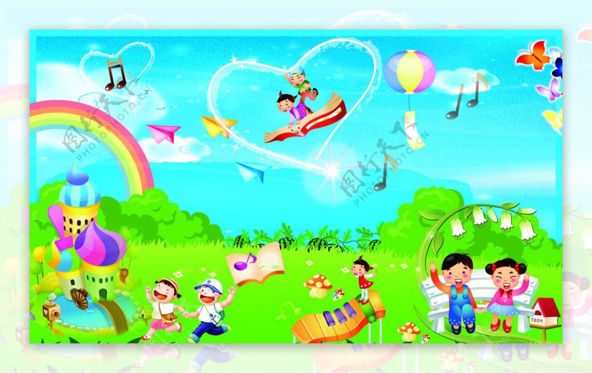 幼儿园绘画展板图片