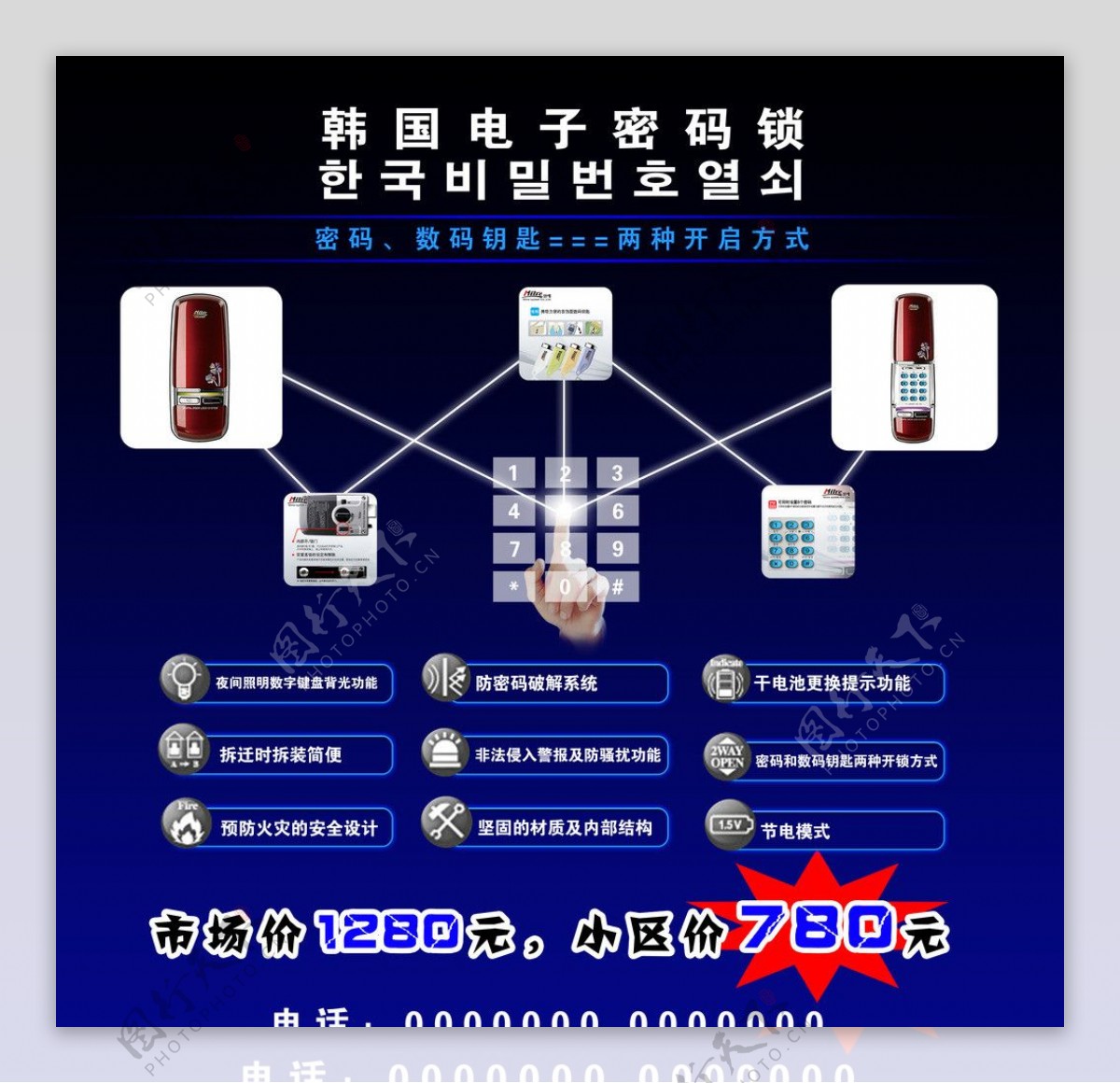 韩国电子密码锁图片