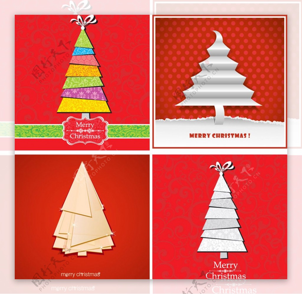 折纸卡纸花纹圣诞树图片