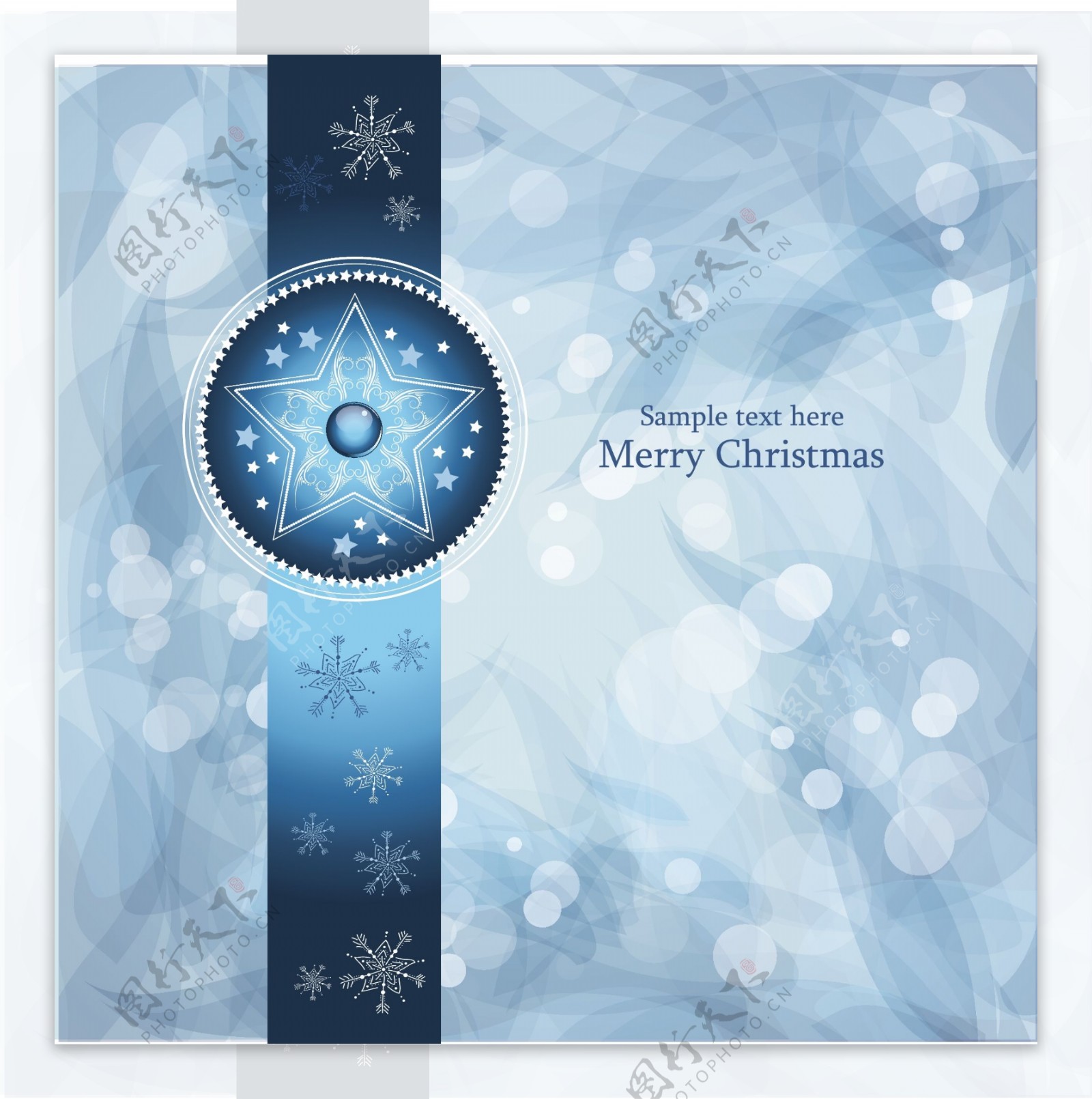 蓝色雪花花纹梦幻圣诞背景图片