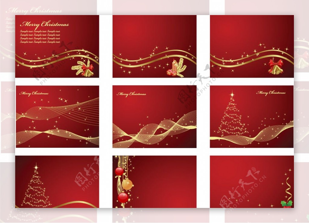 金色动感线条圣诞贺卡卡片图片