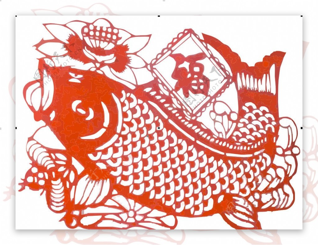 红福鱼剪纸图片