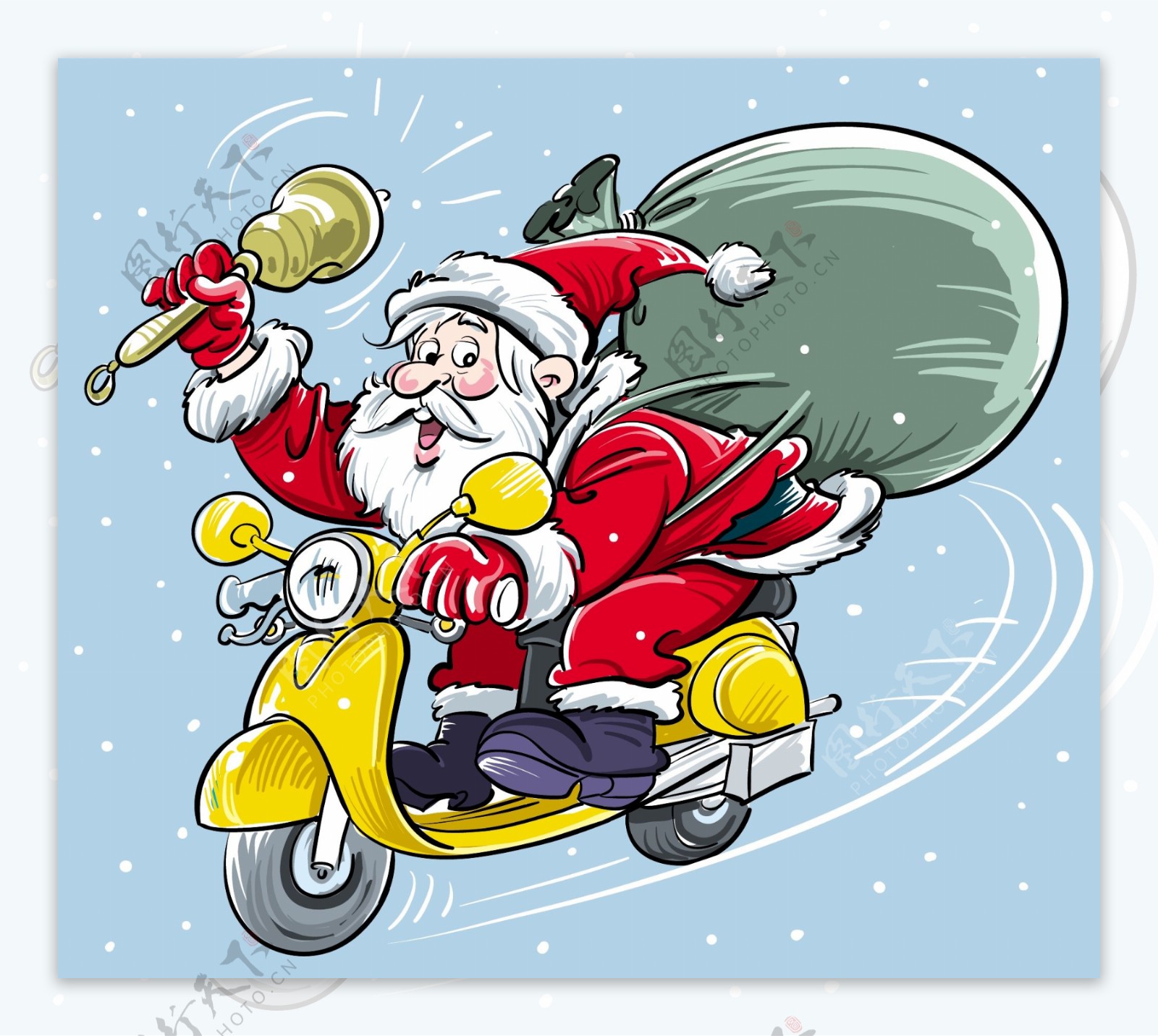 骑着摩托车的圣诞老人图片