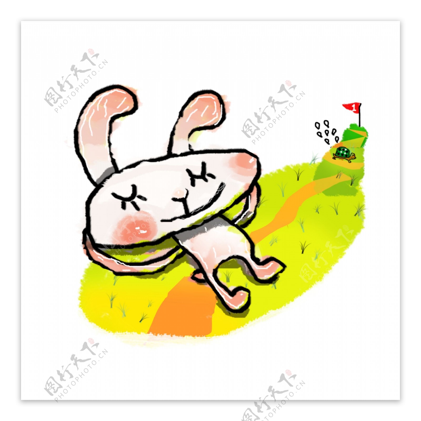 手绘漫画龟兔赛跑图片