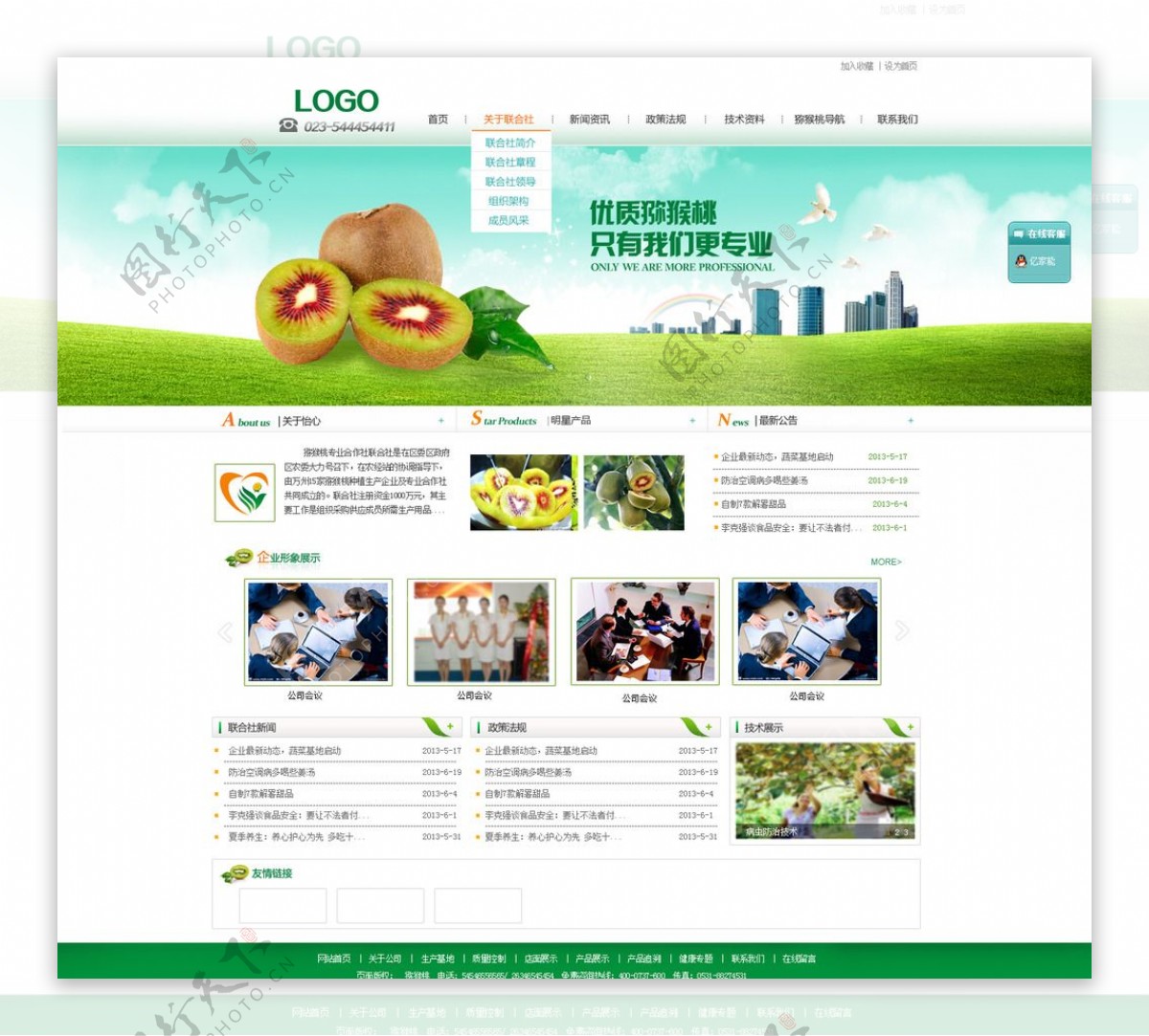 猕猴桃企业网站模板图片