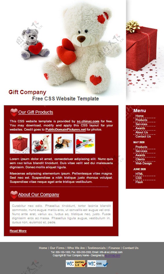 可爱礼品公司网页模板图片