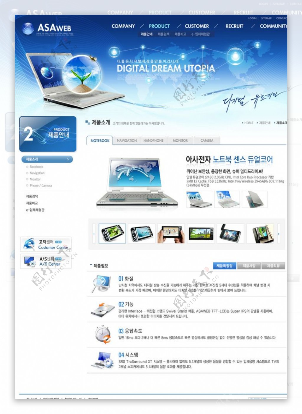 蓝色科技数码网站产品图片