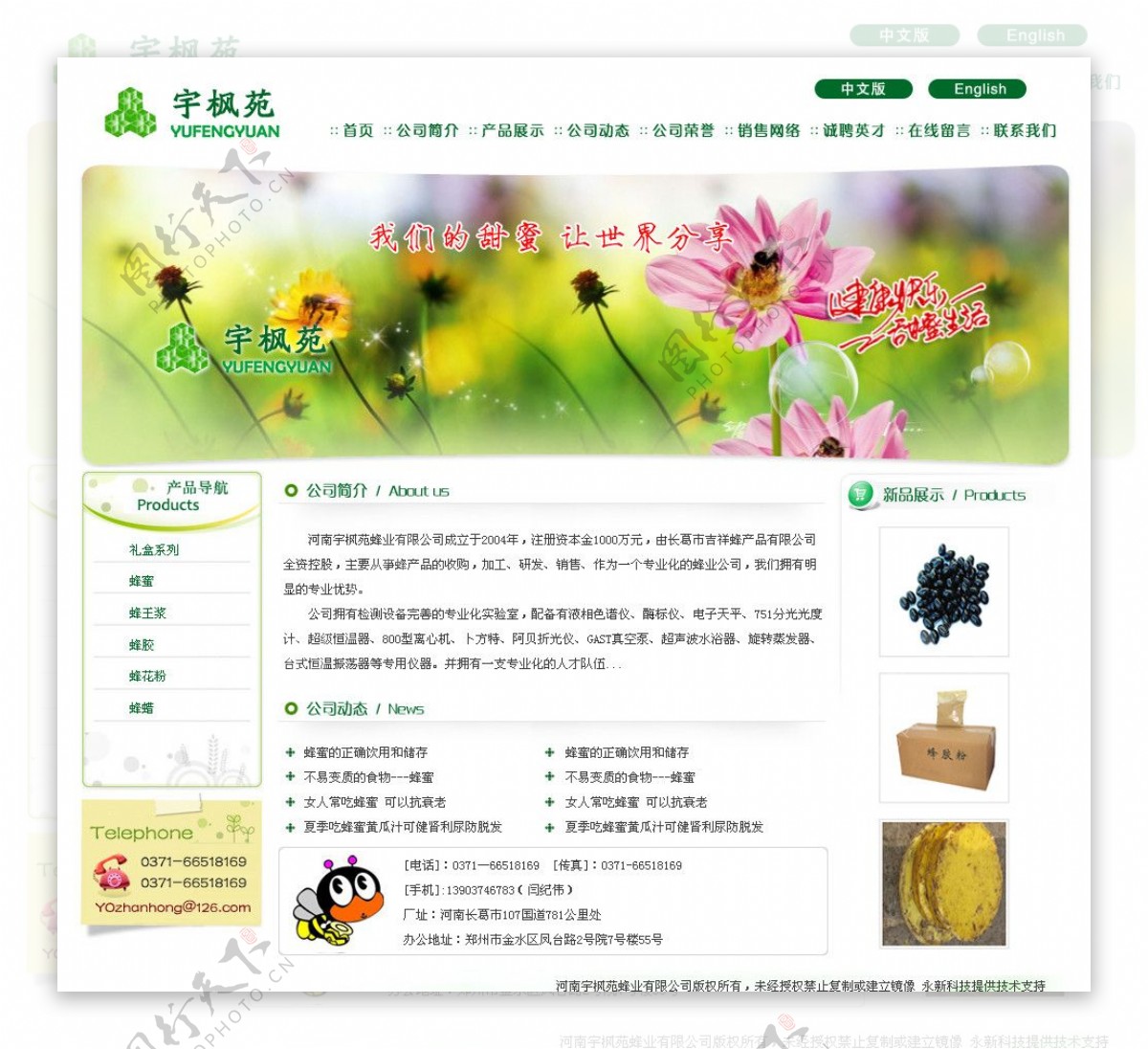 蜂产品网页模板图片