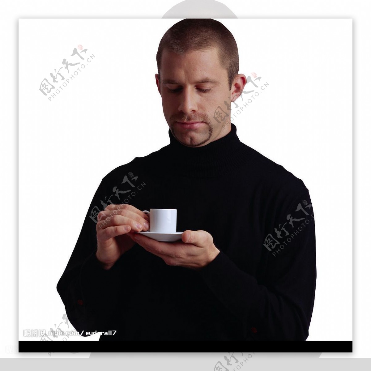 男人低头咖啡图片