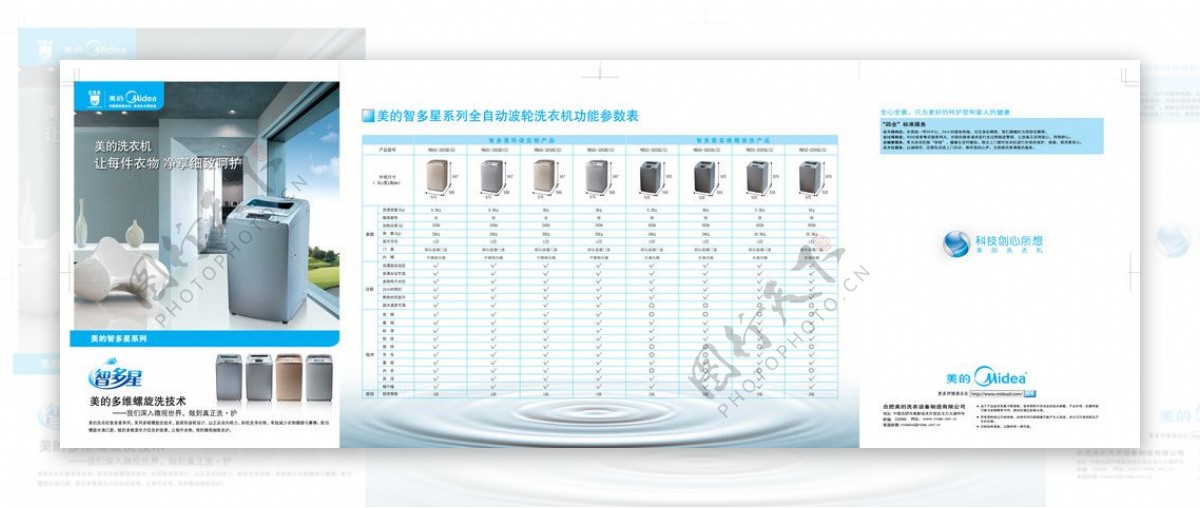 美的洗衣机折页图片