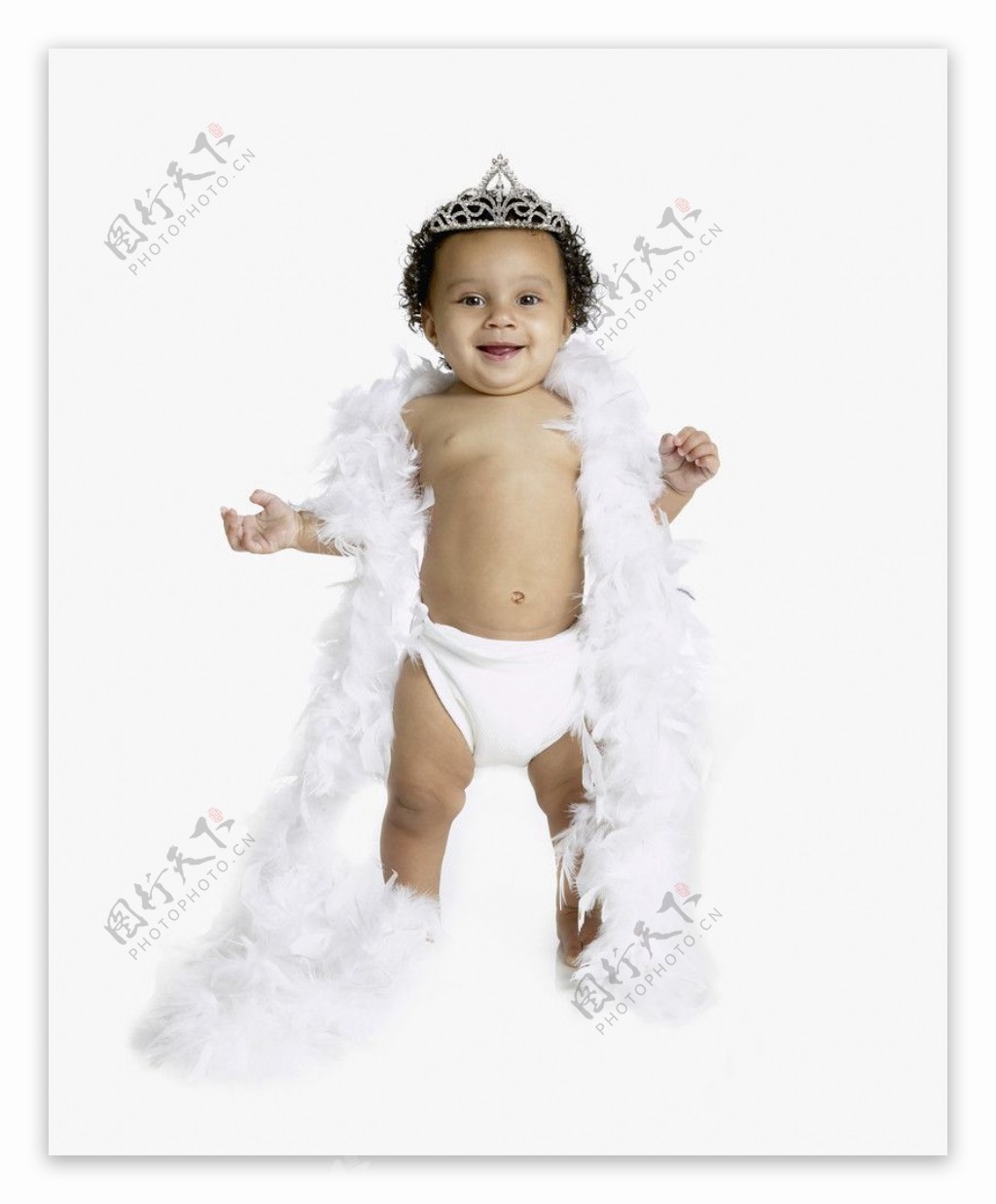 带着羽毛围巾皇冠的宝宝婴儿图片