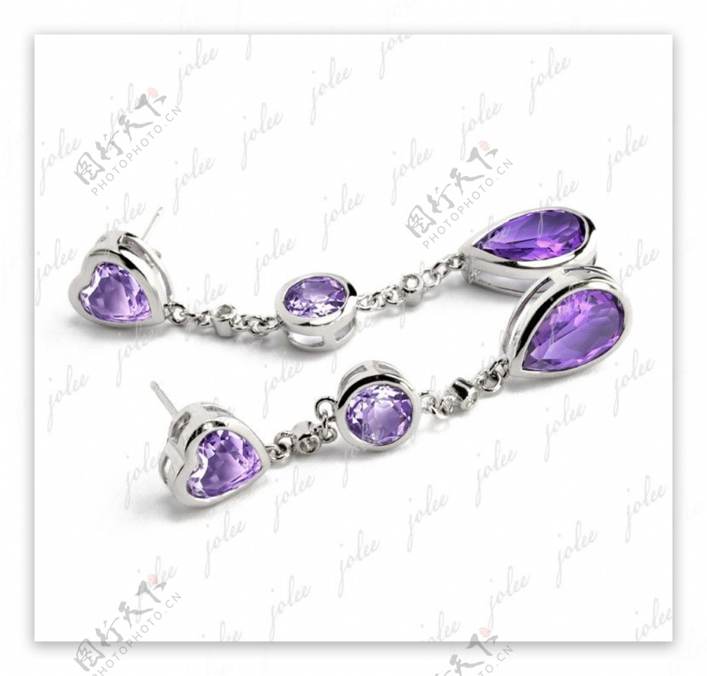天然紫水晶耳钉图片