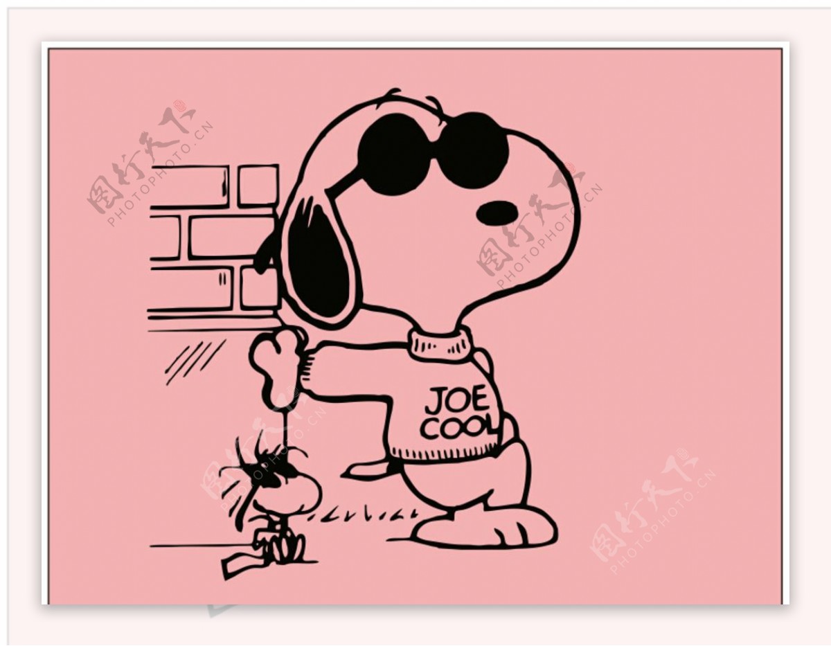 漫画卡头戴墨镜的小狗素材图片