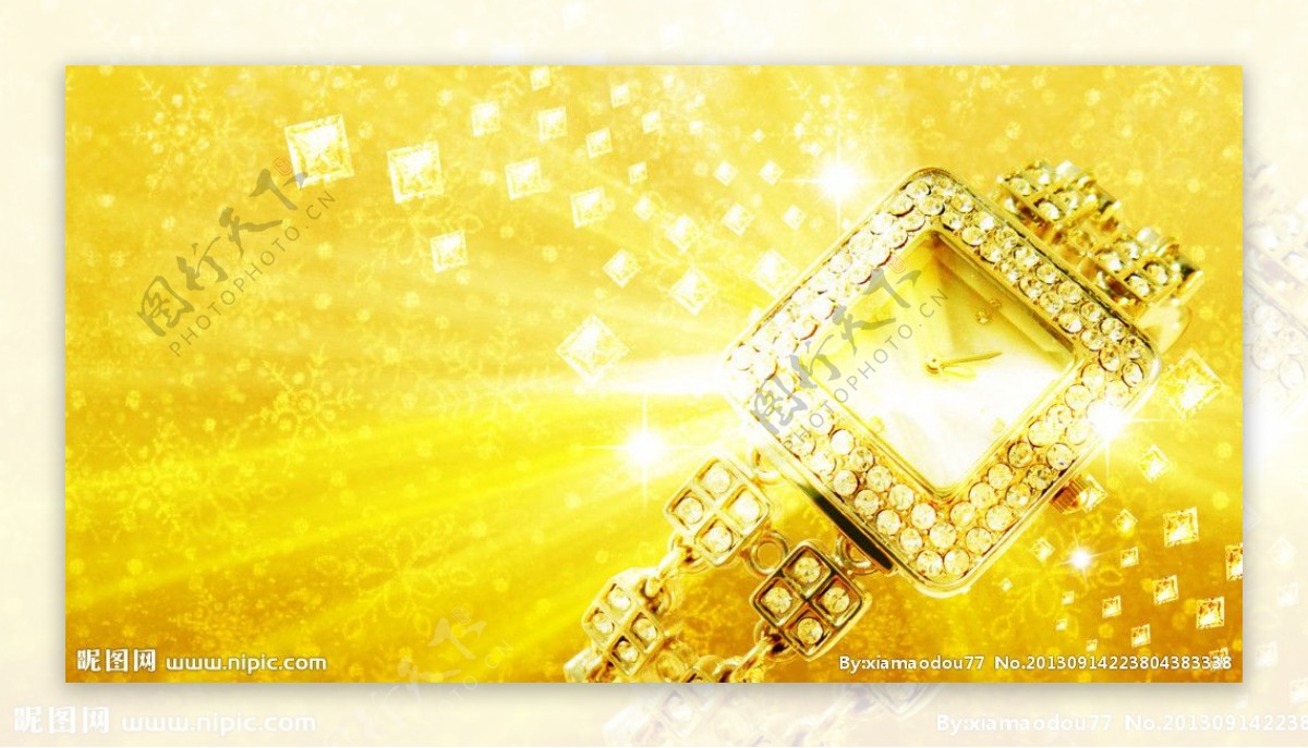 金黄钻石手表图片