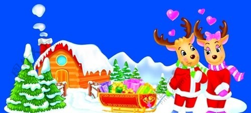 圣诞情侣小鹿单层图片