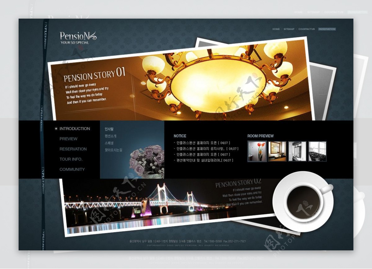韩国网页模板棕色系BR019包括2个主页7个次级页面图片
