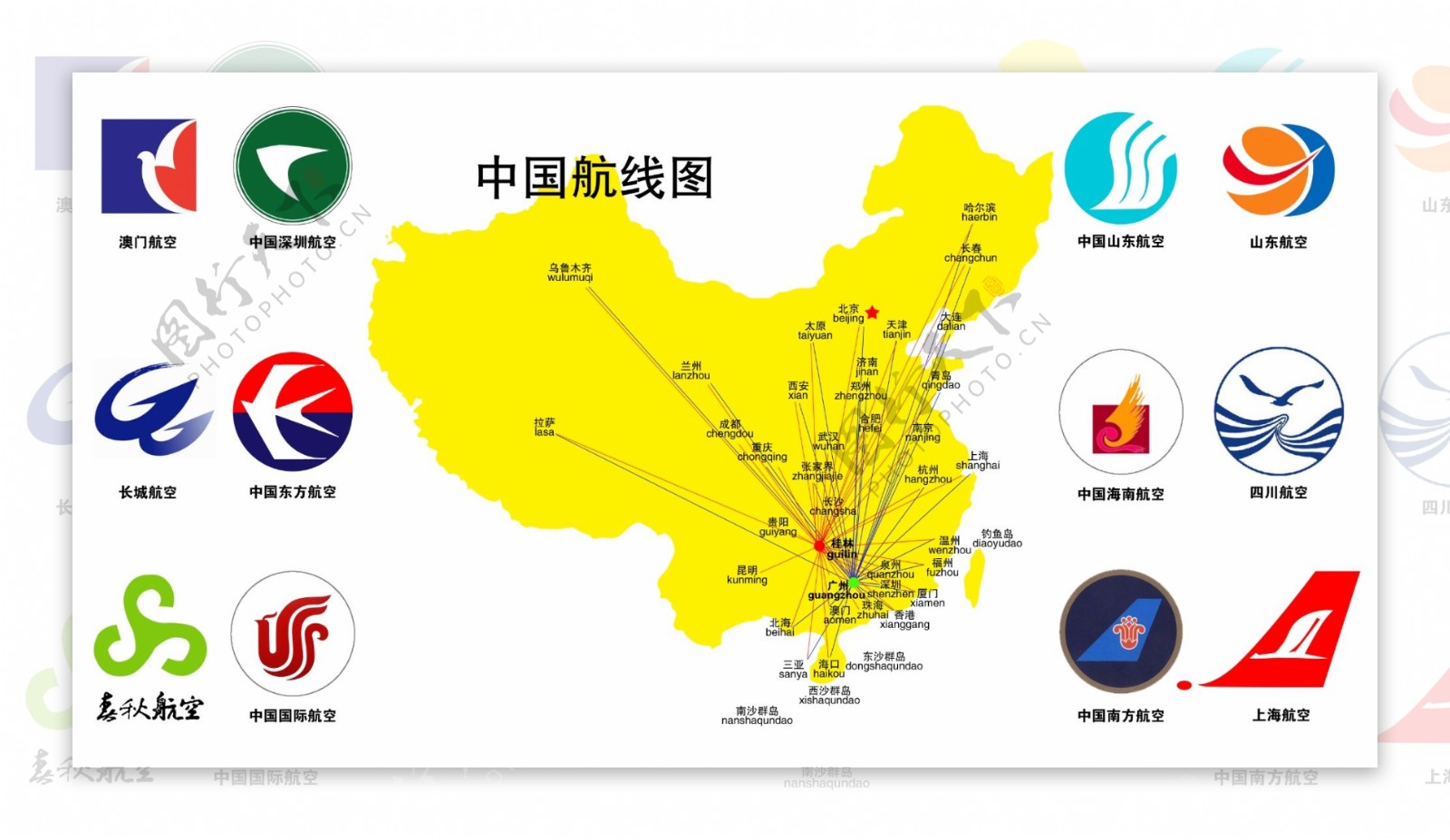 中国航空线路图图片