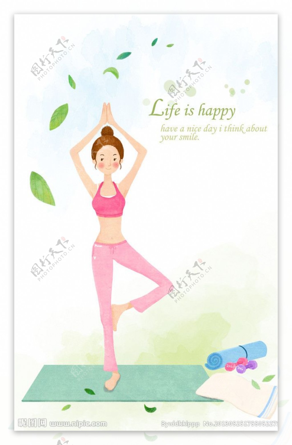 瑜珈动漫女孩海报图图片
