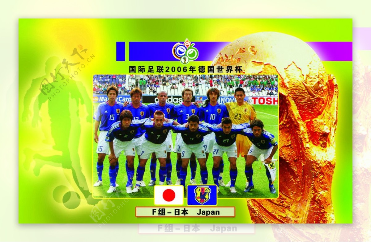 电话卡面2006年世界杯F组日本图片