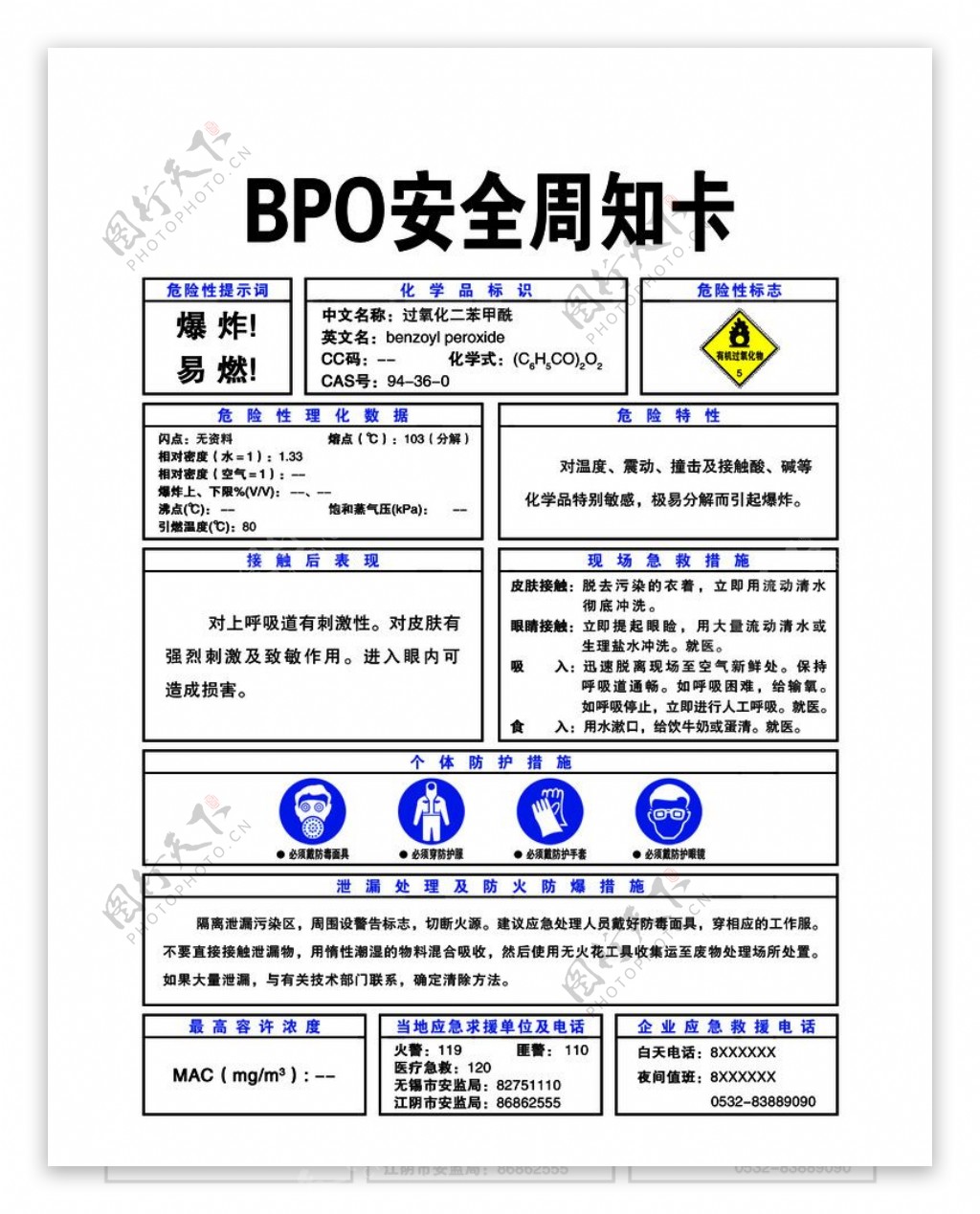 BPO安全周知卡图片