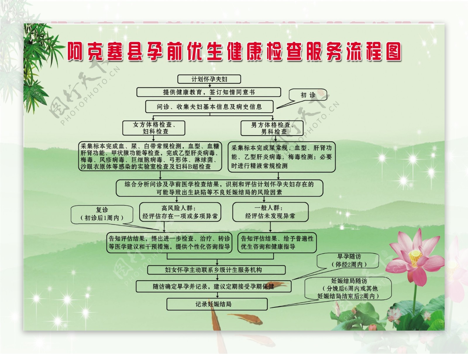 阿克塞县孕前优生检查健康服务流程图图片