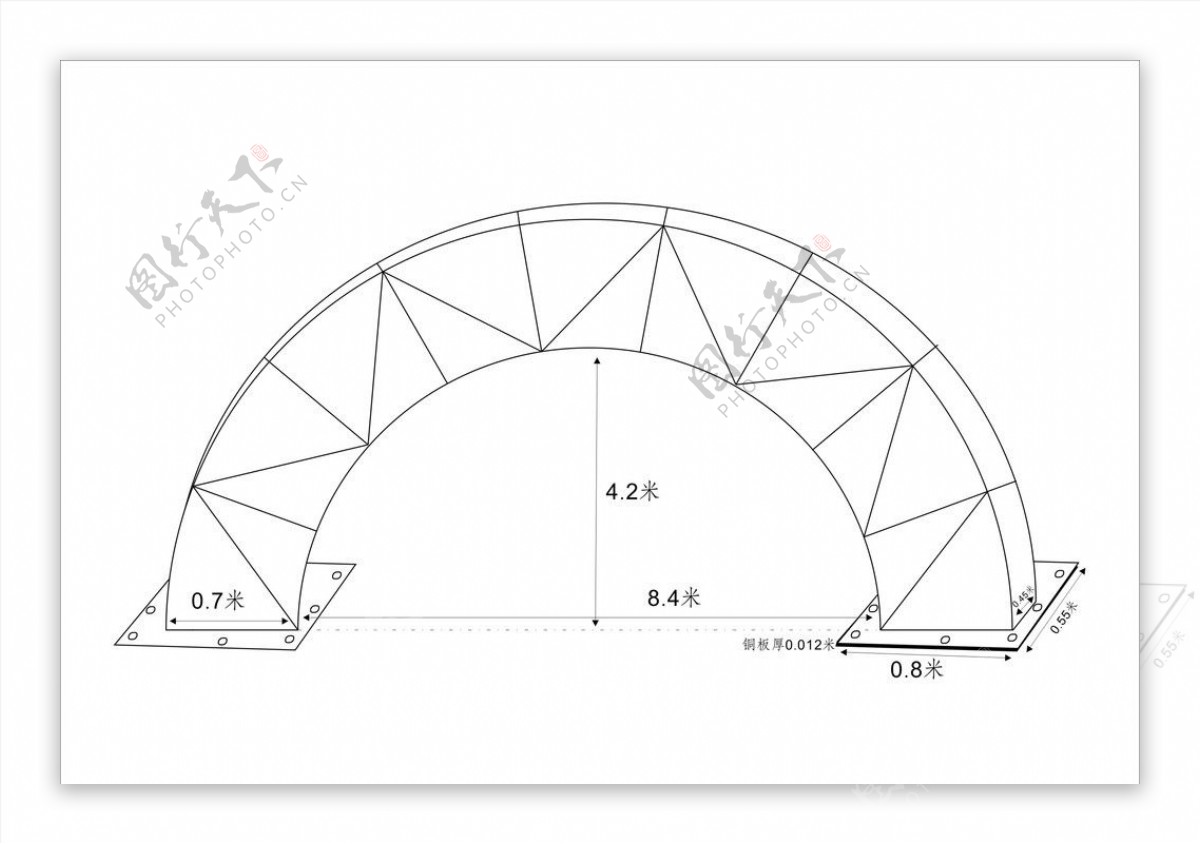 拱门钢构平面图图片