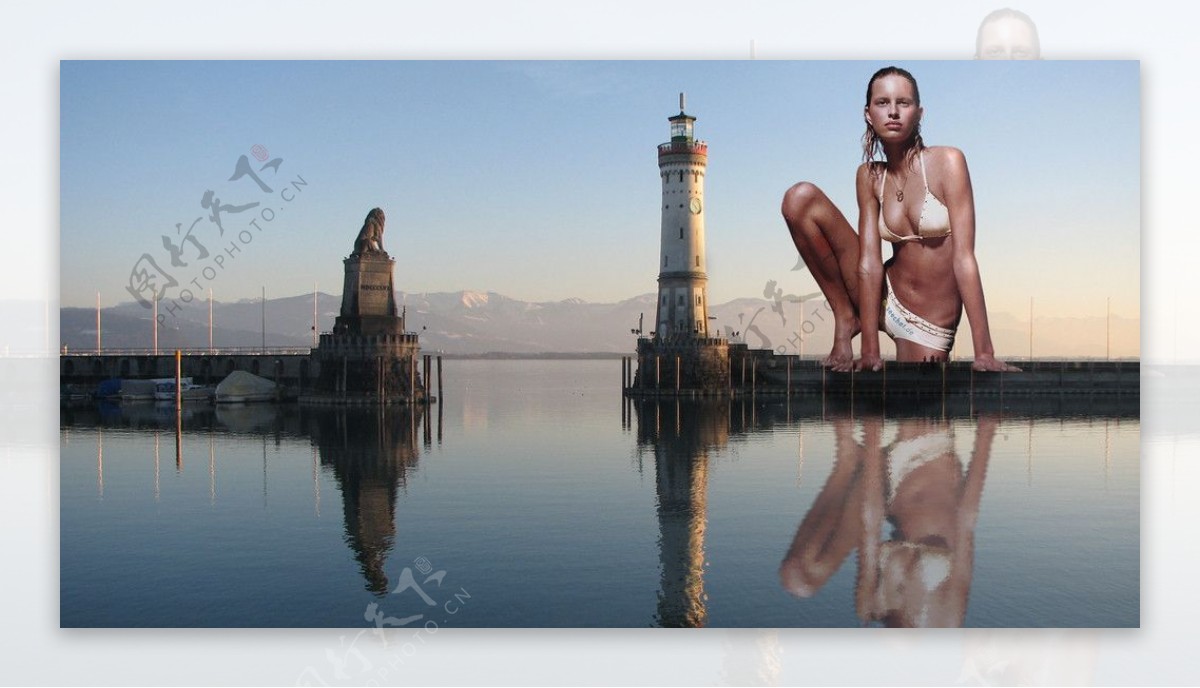 女性巨人水岸图片