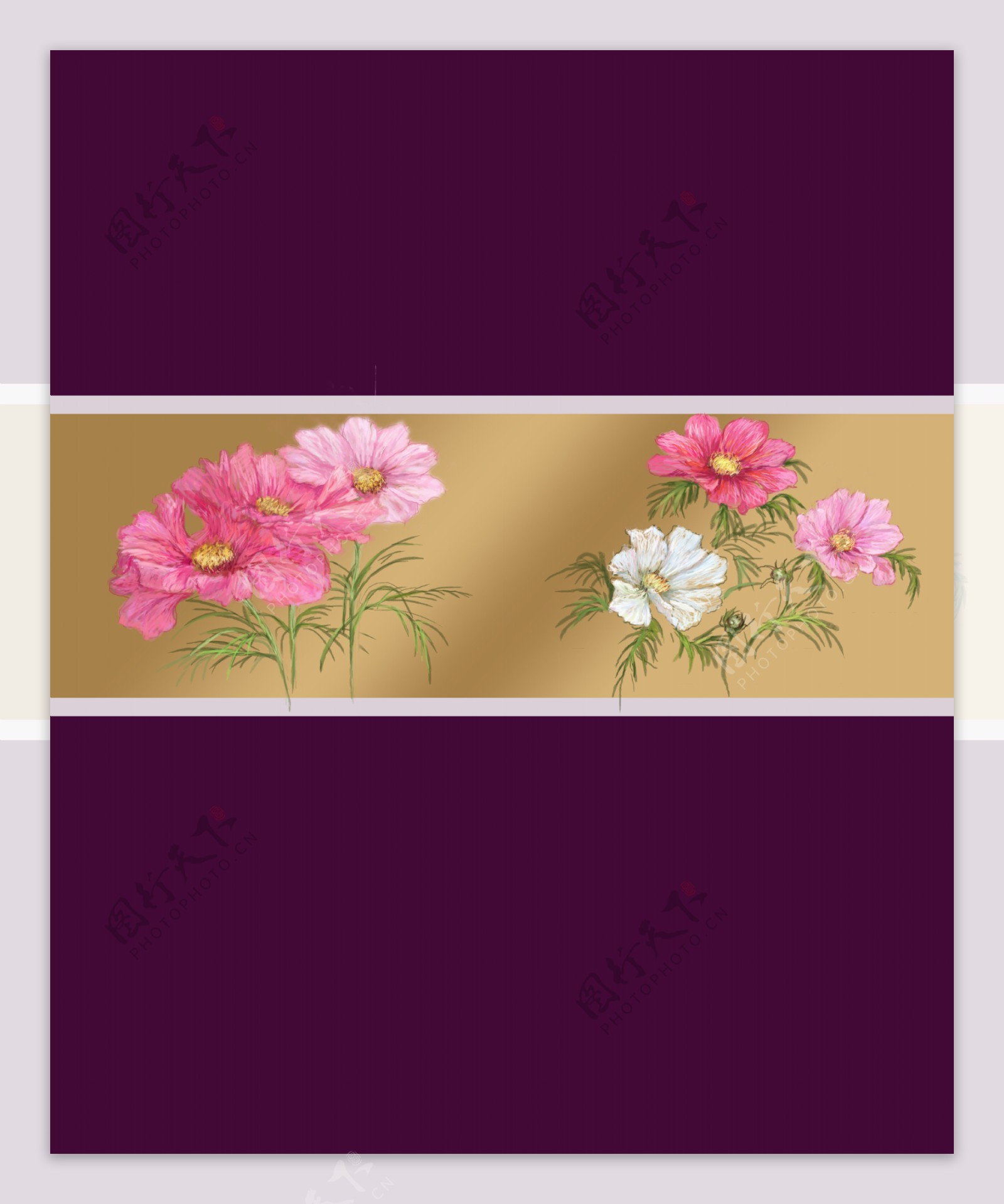 花草移门图片紫色背景花卉
